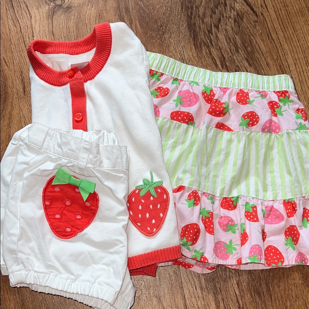Gymboree Kids Strawberry Cardigan - Shorts - Skirt